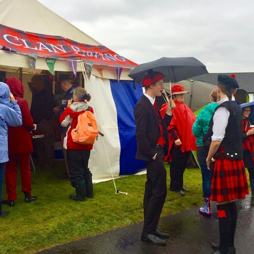 Umbrellas and kagools at the Dunoon Highland Gathering